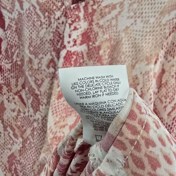 CAbi Shirt Womens Small Blouse Pink Balloon Button Up Bethany Snakeskin 5708 - Picture 10 of 12